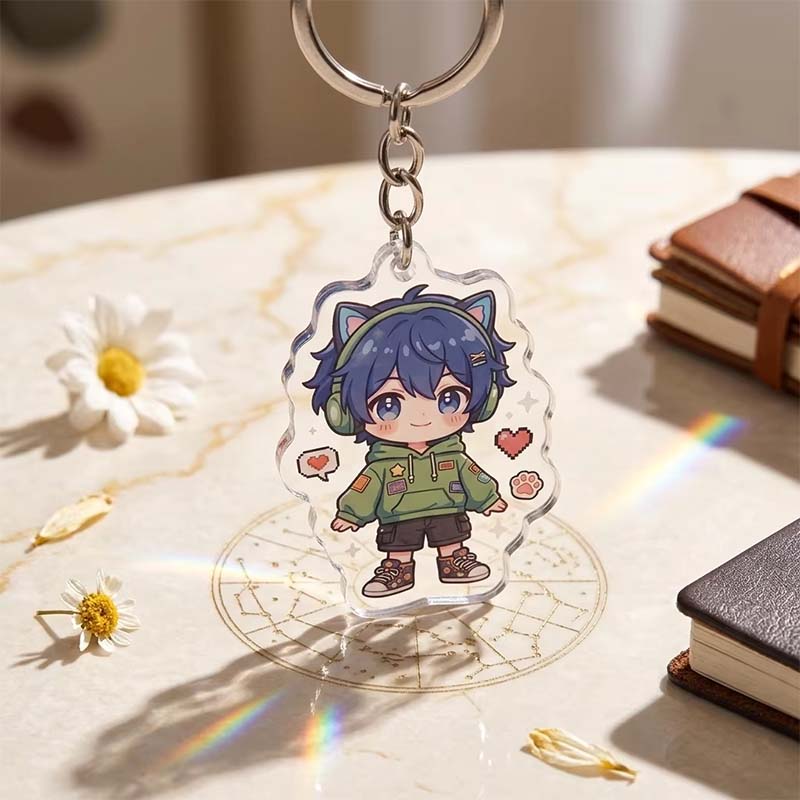 Encanto de llavero acrílico con impresión UV y dibujos animados de anime