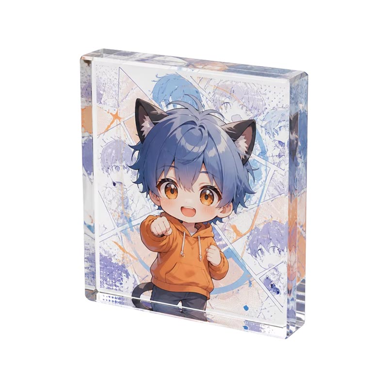 Figura Chibi coleccionable con exhibición de ladrillos de anime acrílico en 3D