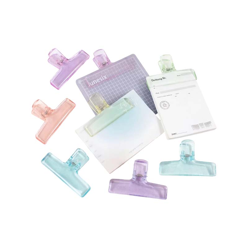 Clips de encuadernación acrílicos personalizados Clips de papel transparentes con patrón de alfabeto de amor