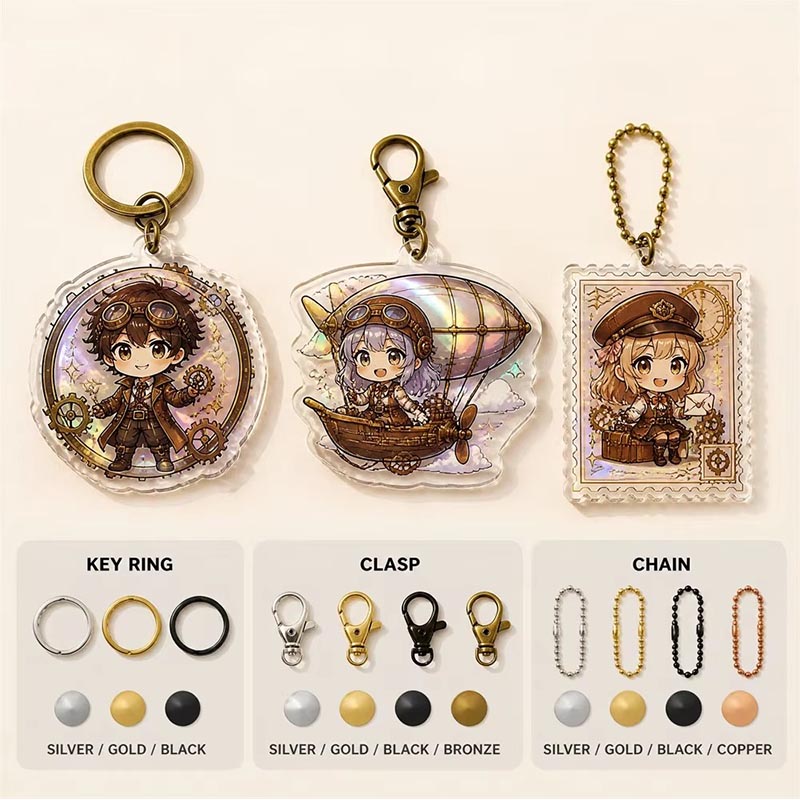 Llavero acrílico steampunk personalizado con colgante de epoxi y engranaje vintage
