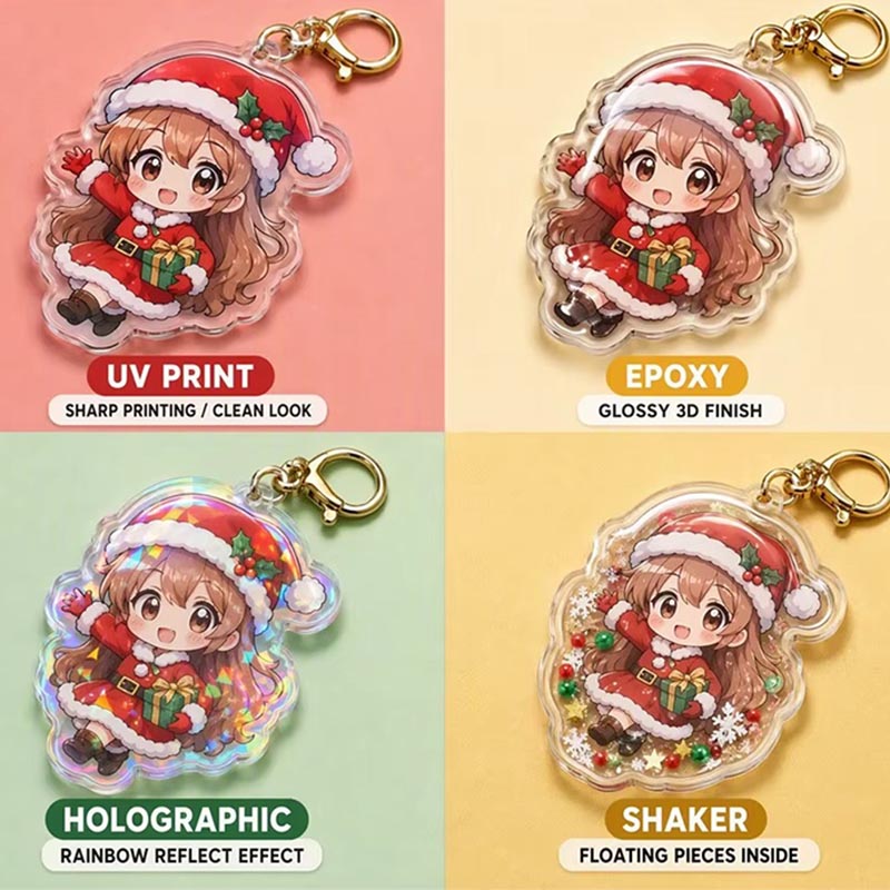 Llavero acrílico de anime personalizado Llavero holográfico de promoción de epoxi