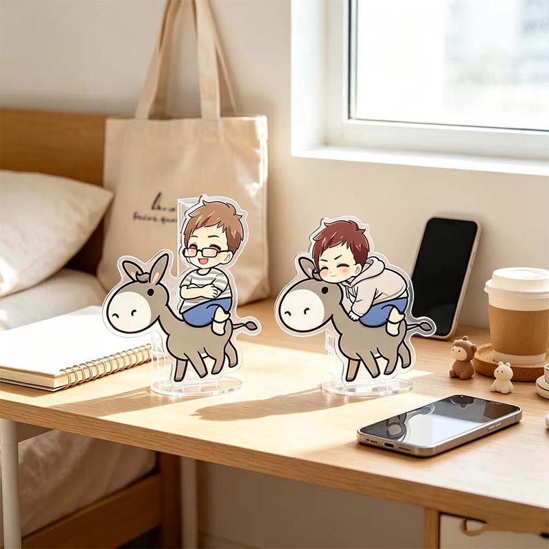 Pantalla de escritorio con figura de anime transparente y estandarte acrílico de dibujos animados personalizada