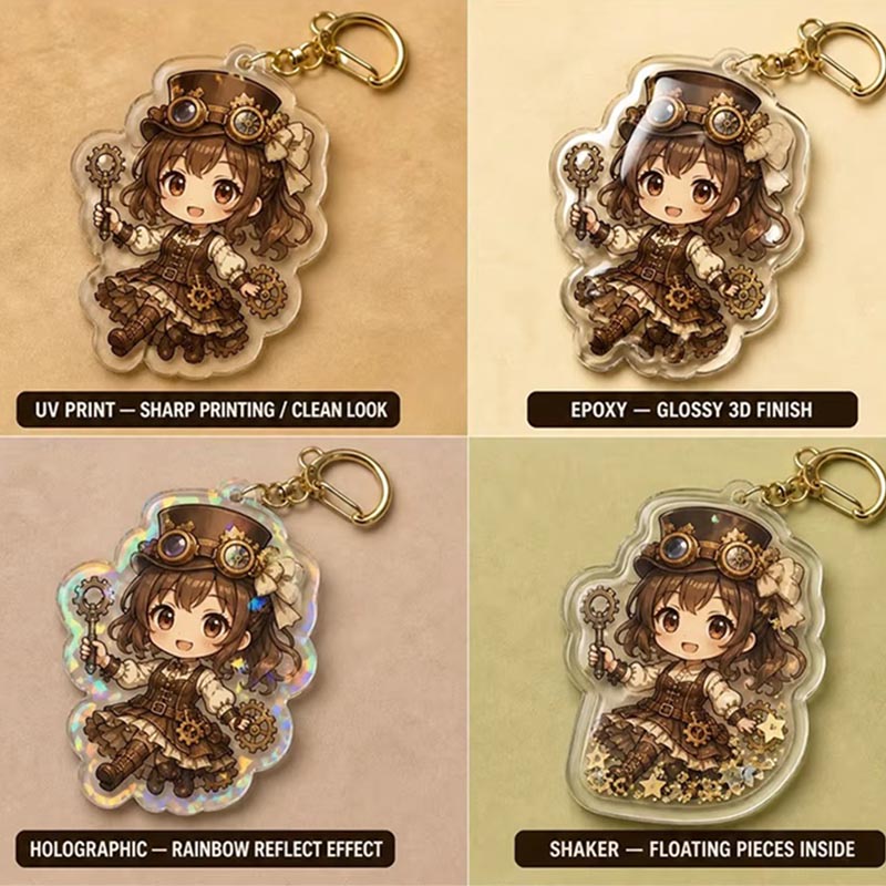 Llavero acrílico steampunk personalizado con colgante de epoxi y engranaje vintage