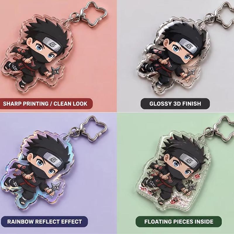 Llavero acrílico de anime ninja personalizado con colgante de epoxi de doble cara
