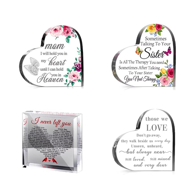 Adorno de corazón acrílico termoformado de primera calidad con logotipo personalizado para regalo
