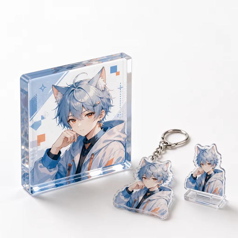 Figura Chibi coleccionable con exhibición de ladrillos de anime acrílico en 3D