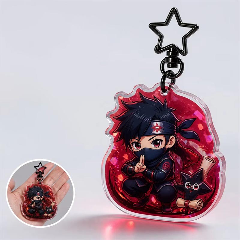 Llavero acrílico de anime ninja personalizado con colgante de epoxi de doble cara