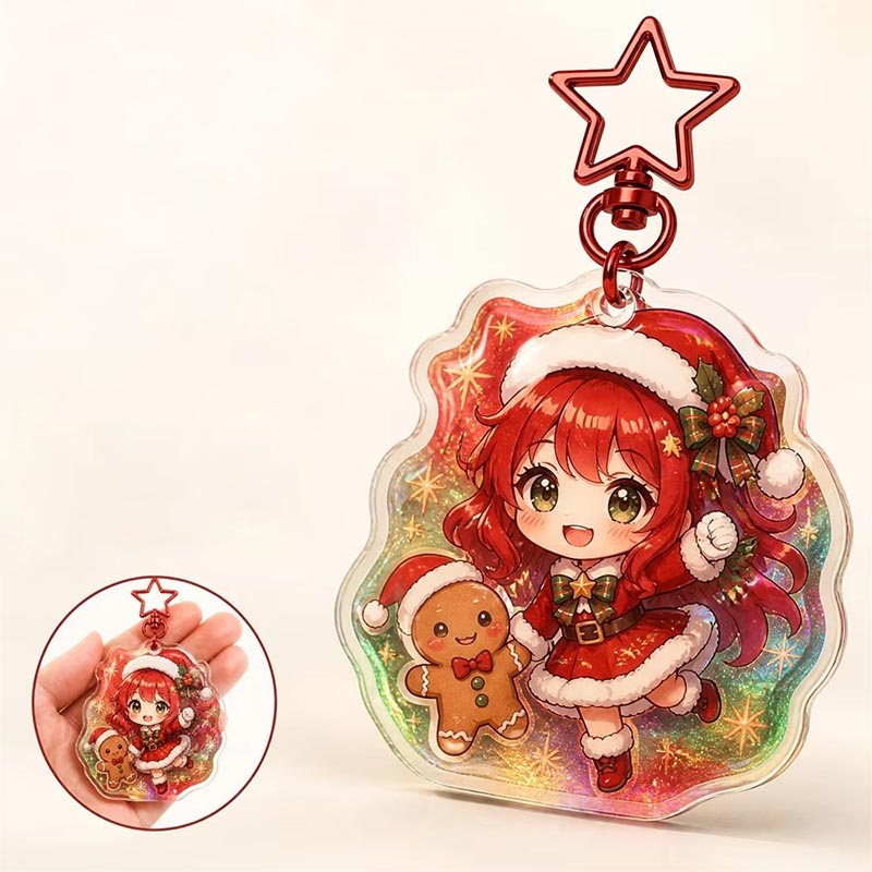 Llavero acrílico de anime personalizado Llavero holográfico de promoción de epoxi