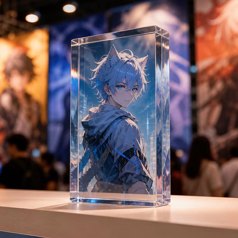 Figura Chibi coleccionable con exhibición de ladrillos de anime acrílico en 3D