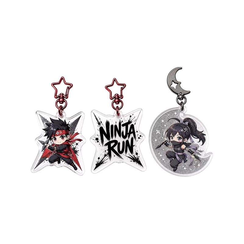 Llavero acrílico de anime ninja personalizado con colgante de epoxi de doble cara