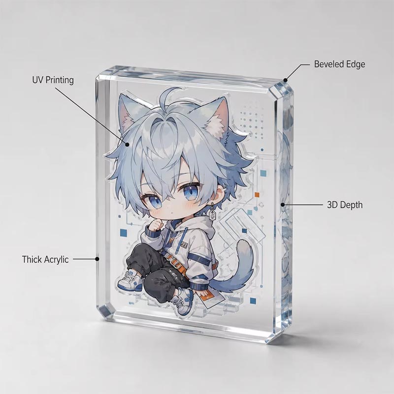 Figura Chibi coleccionable con exhibición de ladrillos de anime acrílico en 3D
