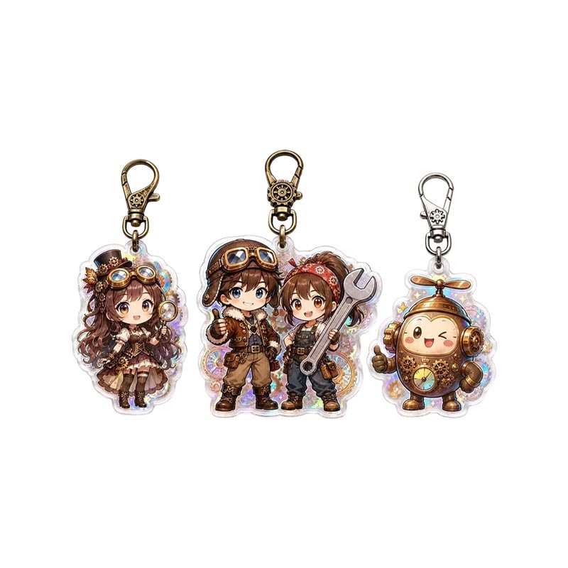 Llavero acrílico steampunk personalizado con colgante de epoxi y engranaje vintage