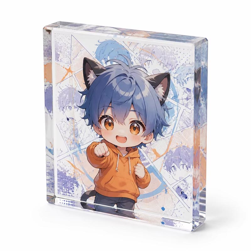 Figura Chibi coleccionable con exhibición de ladrillos de anime acrílico en 3D