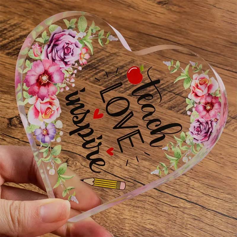Regalo de joyería con adorno de corazón acrílico con logotipo personalizado