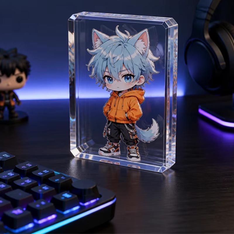 Figura Chibi coleccionable con exhibición de ladrillos de anime acrílico en 3D